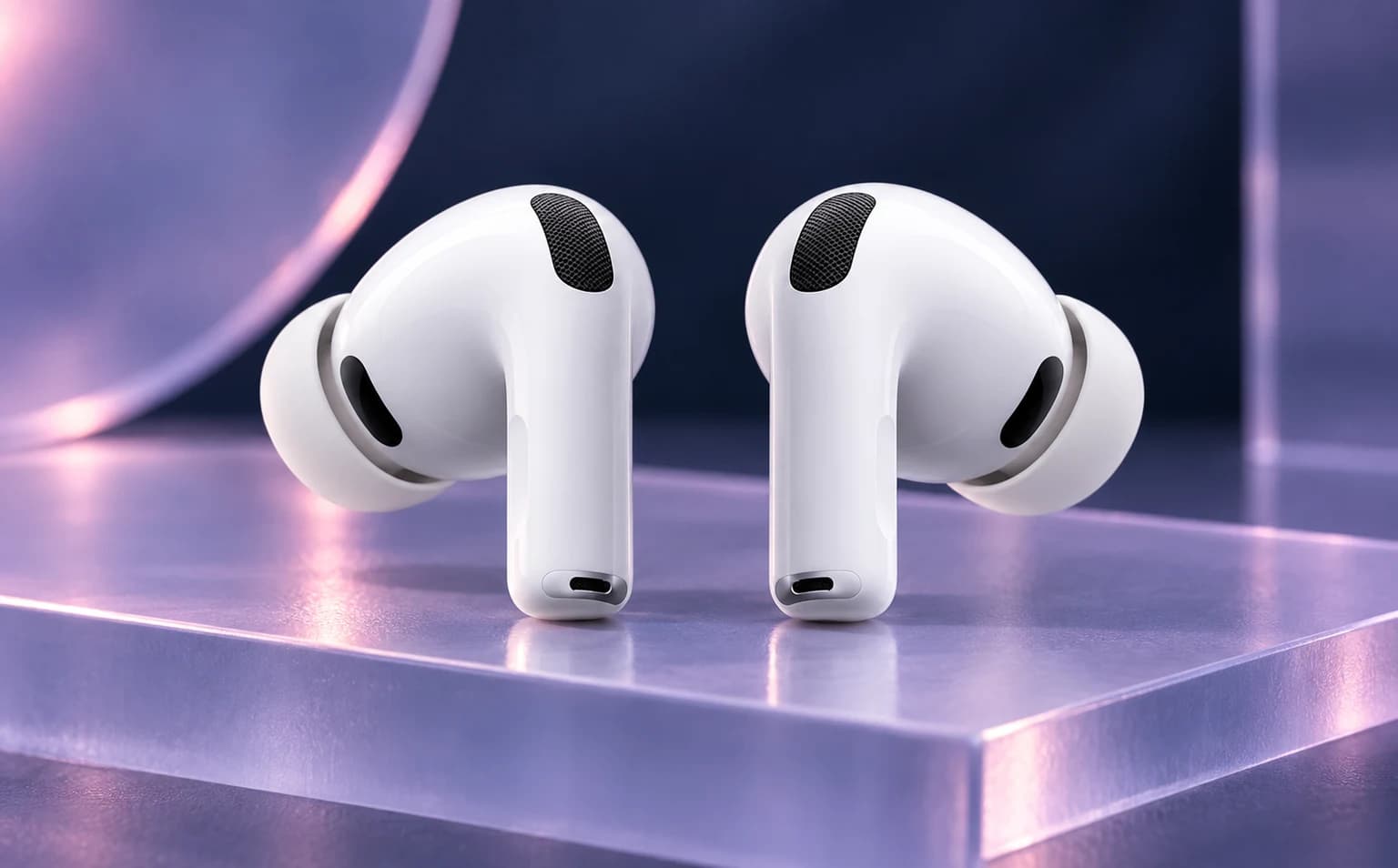 Apple AirPods Pro 3, White, in an FPC setting