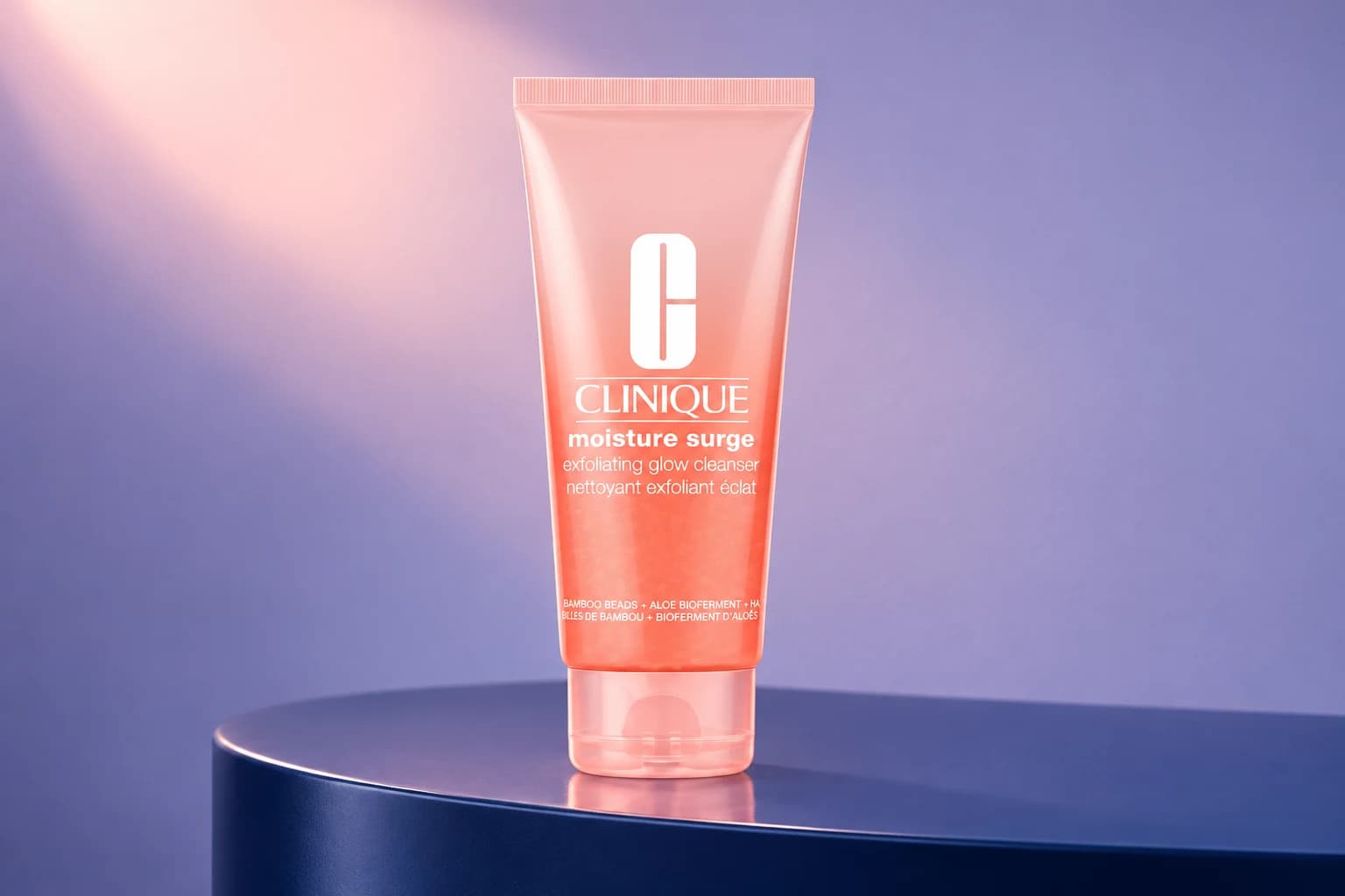 Clinique Moisture Surge Active Glow Cleanser, 4.2 oz / pink tube, in an FPC setting