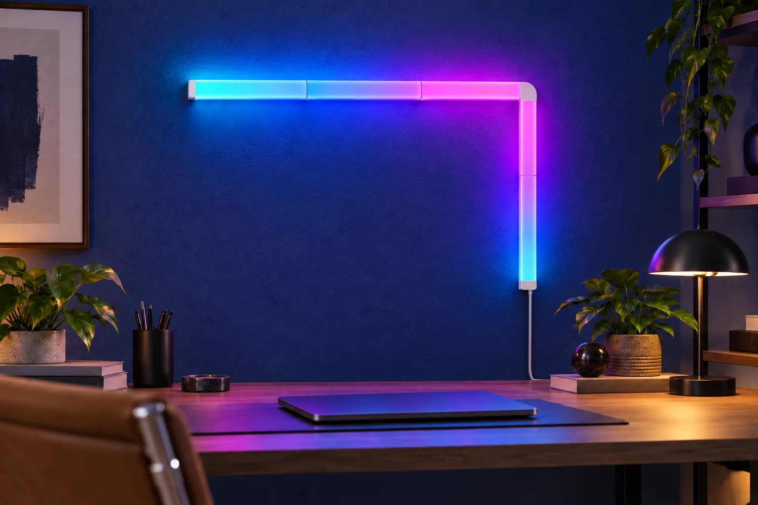 Govee Glide Wall Lights, Modular straight RGBIC wall-light bars, in an FPC setting