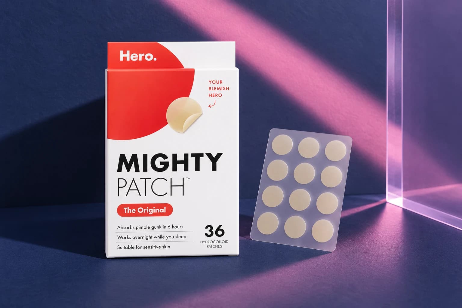 Hero Mighty Patch Original, Original / 36 hydrocolloid patches, in an FPC setting