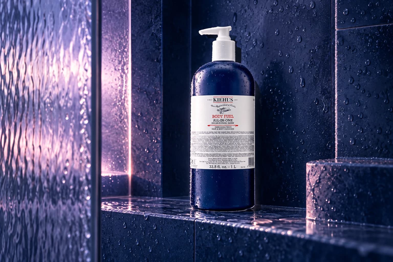 Kiehl's Body Fuel All-in-One Energizing Wash, 1 litre / hair and body pump, in an FPC setting
