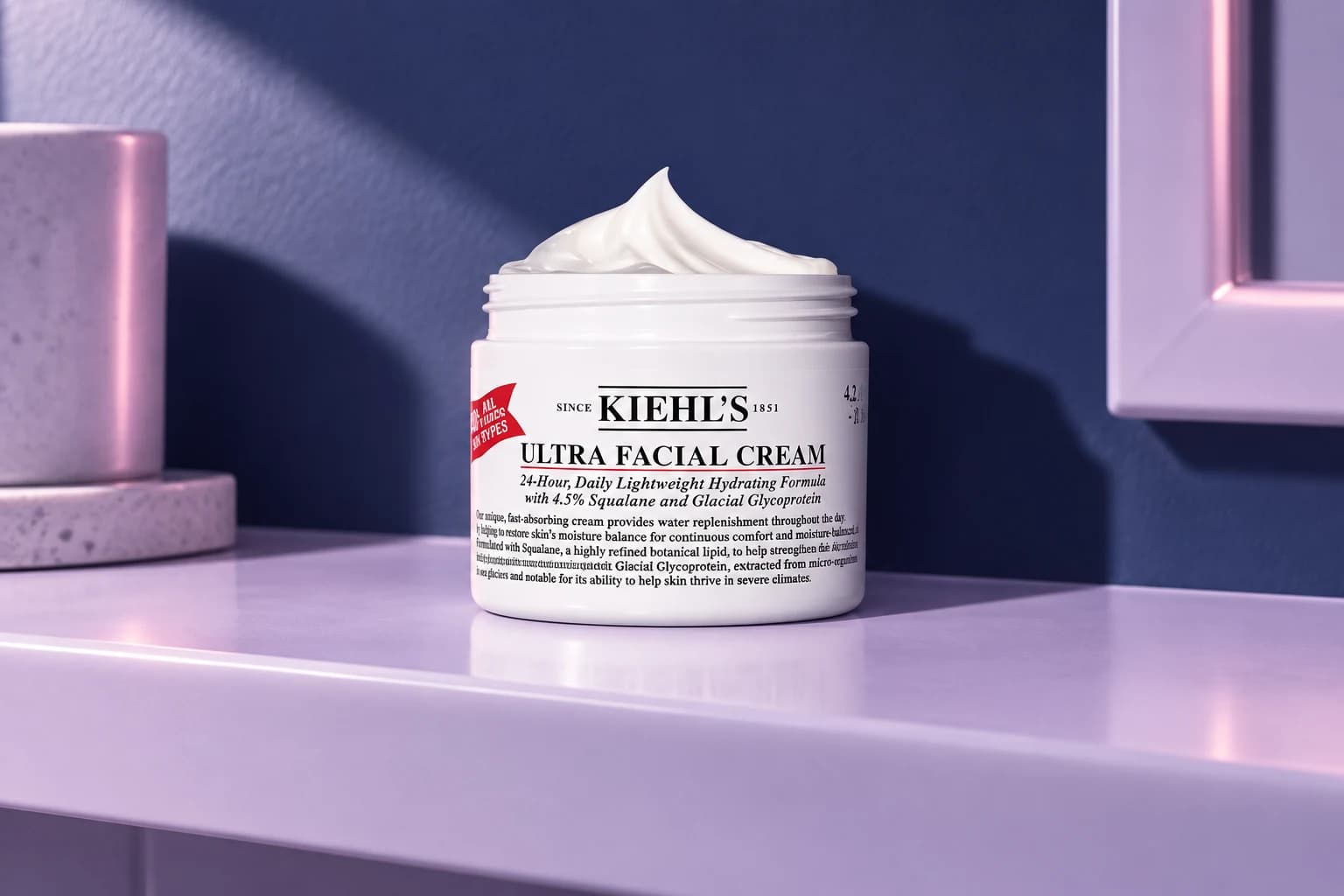 Kiehl's Ultra Facial Cream, White jar / squalane formula, in an FPC setting
