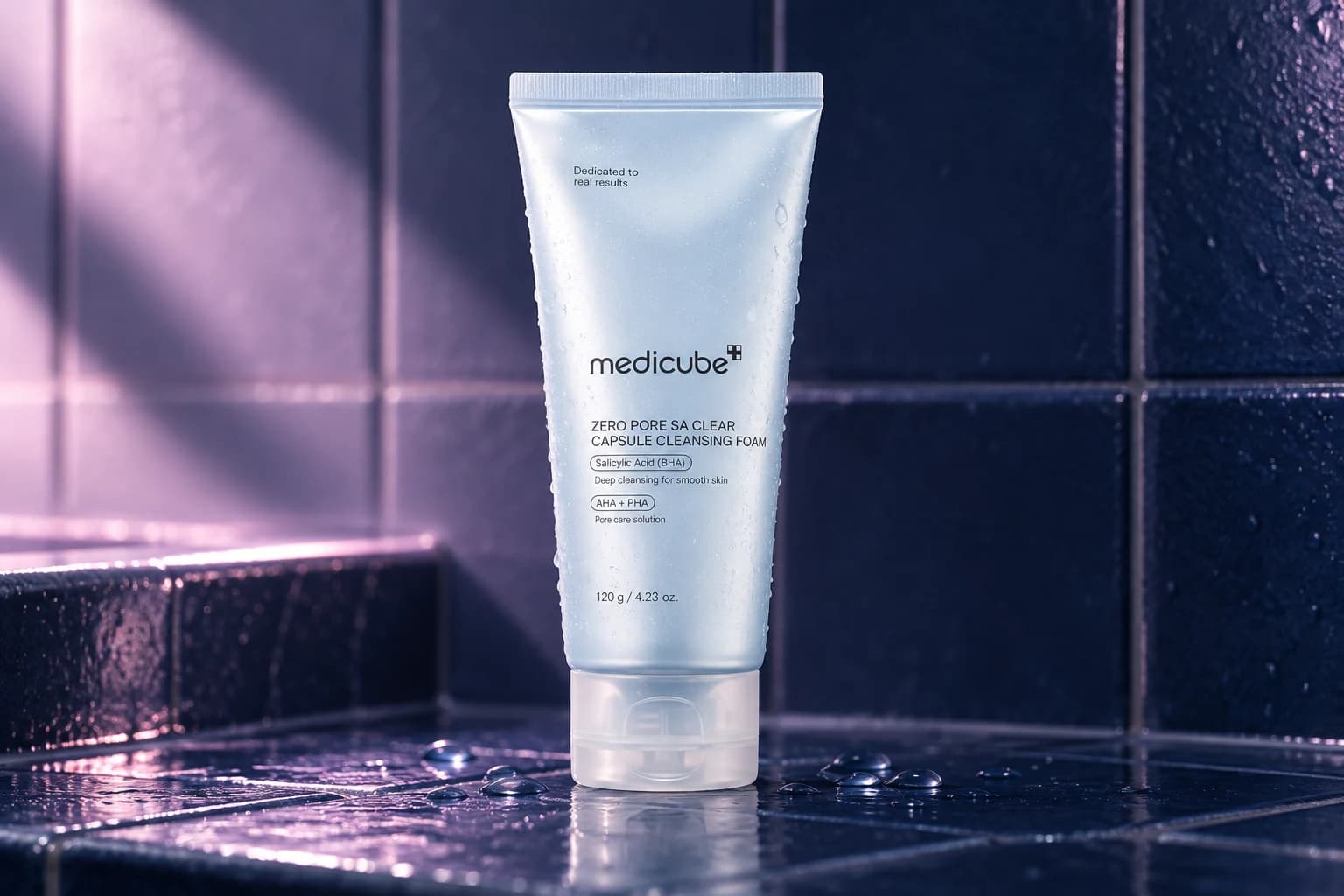 medicube Zero Pore Capsule Foam Cleanser, 120g / blue capsule formula, in an FPC setting