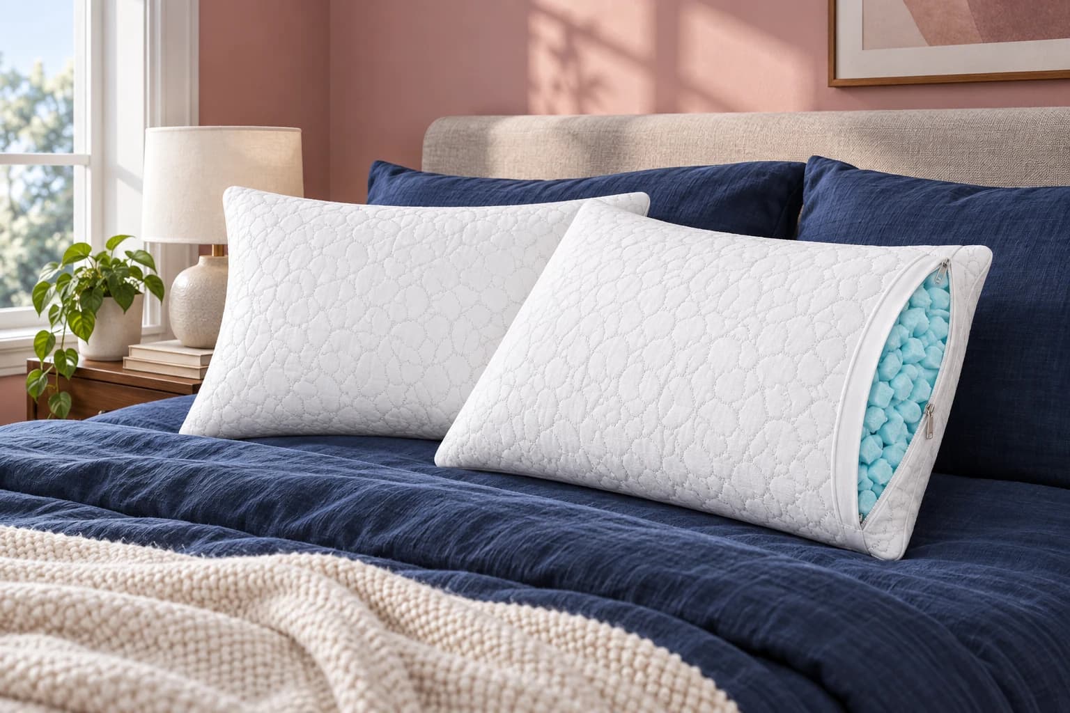 WGAKCED Adjustable Memory Foam Queen Pillows, Queen / set of two / shredded memory foam, in an FPC setting