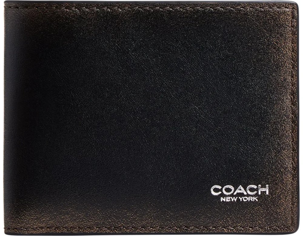COACH Men’s Slim Bifold Wallet (Black/Light Tan)